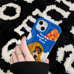 Funda para iPhone con diseño de perro y pizza