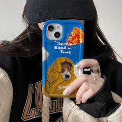 Funda para iPhone con diseño de perro y pizza
