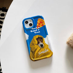 Funda para iPhone con diseño de perro y pizza