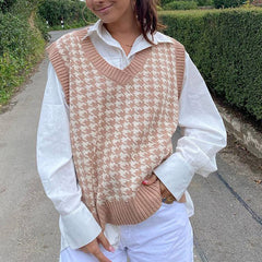 Weste mit Hahnentrittmuster