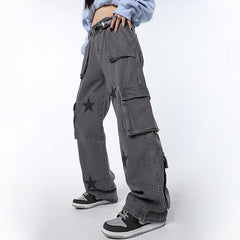 Downtown Girl – Baggy-Jeans mit Sternmuster