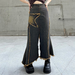 Langer Denim-Rock im Fairy Grunge-Stil