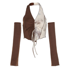 Fairycore Neckholder-Top und Handschuhe-Set