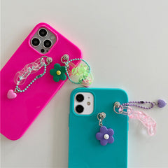 iPhone-Hülle mit Blumen-Akrylkette