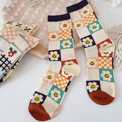 Blumenkarierte Socken