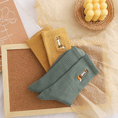 Socken mit Fuchs-Stickerei