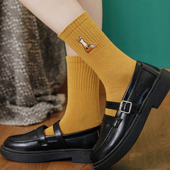 Socken mit Fuchs-Stickerei