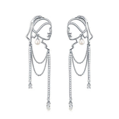 Pendientes con contorno de niña con perla