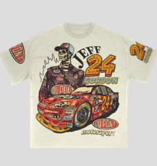 Beiges T-Shirt mit Grafikdruck von Jeff Gordon