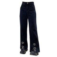 Schlagjeans mit Schlitz im Grunge-Stil