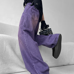 Lila Baggy-Jeans im Grunge-Stil