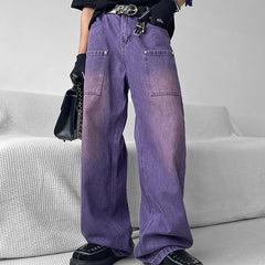 Lila Baggy-Jeans im Grunge-Stil
