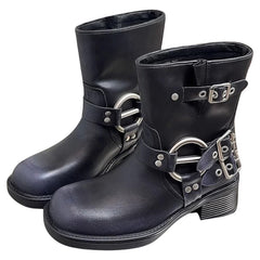 Grunge Sleaze Motorradstiefel mit Schnalle