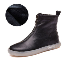 Women's Leather Flat Ankle Boots