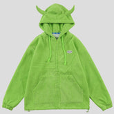 Mystical Green Hoodie Unisex with Demon Horns