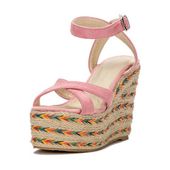 Sandalen mit überkreuzten Riemen und Flockprint