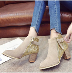 Botines de tacón alto con purpurina