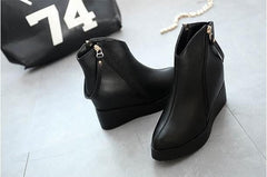 Botas de punta puntiaguda de cuero sintético para mujer