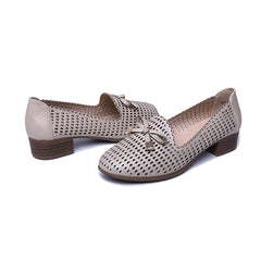 Lässige Lederpumps mit quadratischem Absatz