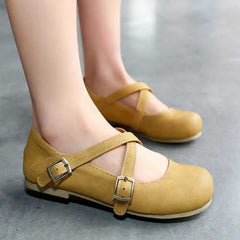 Female Round Toe Flats With Buckle Strap