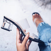 Transparent PVC Low-Heeled Vinyl Flip Flops