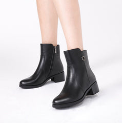 Botines de piel con tacón medio