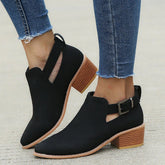 Square-Heeled Ankle Boots With Buckles