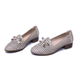 Casual Leather Pumps With Square Heels