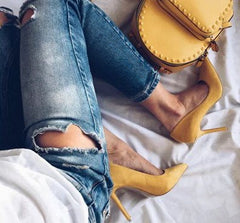 High Heels aus Wildlederimitat