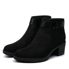 Botines de piel de ante con tacón grueso