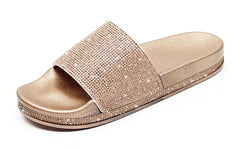 Chanclas de piel sintética con diamantes de imitación