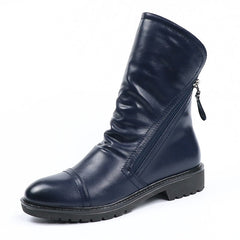 Botines de cuero con punta redonda