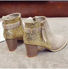 Botines de tacón alto con purpurina