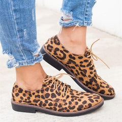 Lässige flache Schuhe mit Flock-Muster und überkreuzten Schnürsenkeln