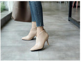 V-Shaped High-Heeled Ankle Boots