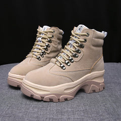 Botas casuales cálidas de gamuza con cordones