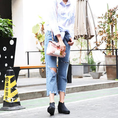 Flache Plateaustiefel