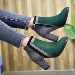 Botines de tacón alto con parches gruesos