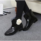 Rubber Ankle Rain Boots With Decorative Flower/Bowtie