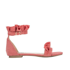 Flache Gladiator-Sandalen mit Rüschen