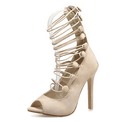 Zapatos de tacón alto con tiras y punta abierta