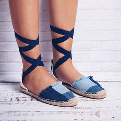 Espadrilles aus Canvas mit Patchwork und Knöchelriemen