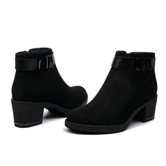 Botines de piel de ante con tacón grueso