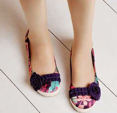 Casual Stylish Female Flats With Flower Print