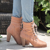 Square-Heeled Lace-Up Ankle Boots