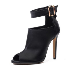 Pumps mit hohem Absatz und Schnallenriemen und Peep Toe