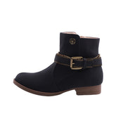 PU Leather Ankle Boots With Decorative Buckles