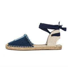 Espadrilles aus Canvas mit Patchwork und Knöchelriemen