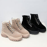 Casual Warm Suede Lace-Up Boots