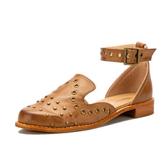 Flache Schuhe mit runder Zehenpartie und Schnallenriemen